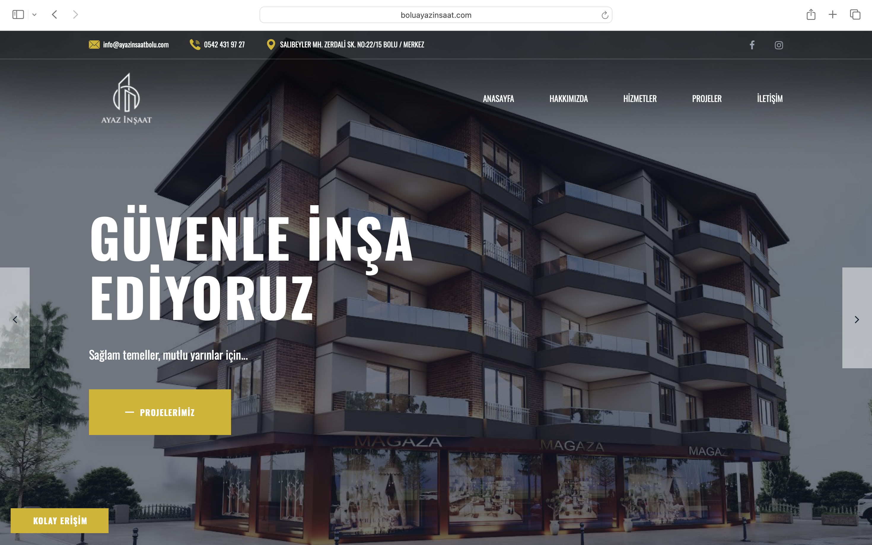 Bolu Ayaz İnşaat Web Sitesi